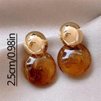 Amber-Look Drop Earrings in Gold Tone