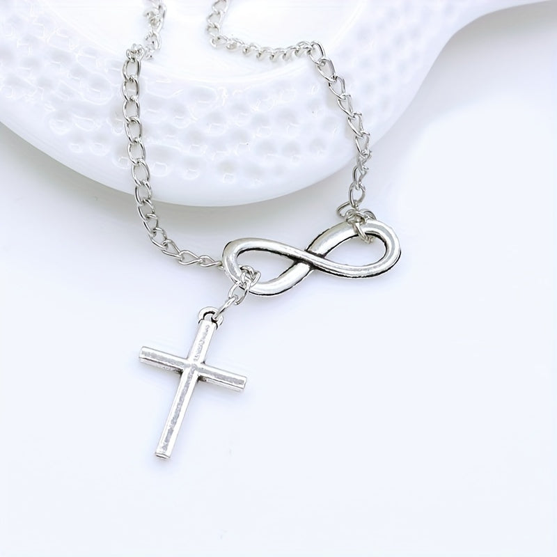 Simple Infinity Cross Short Necklace
