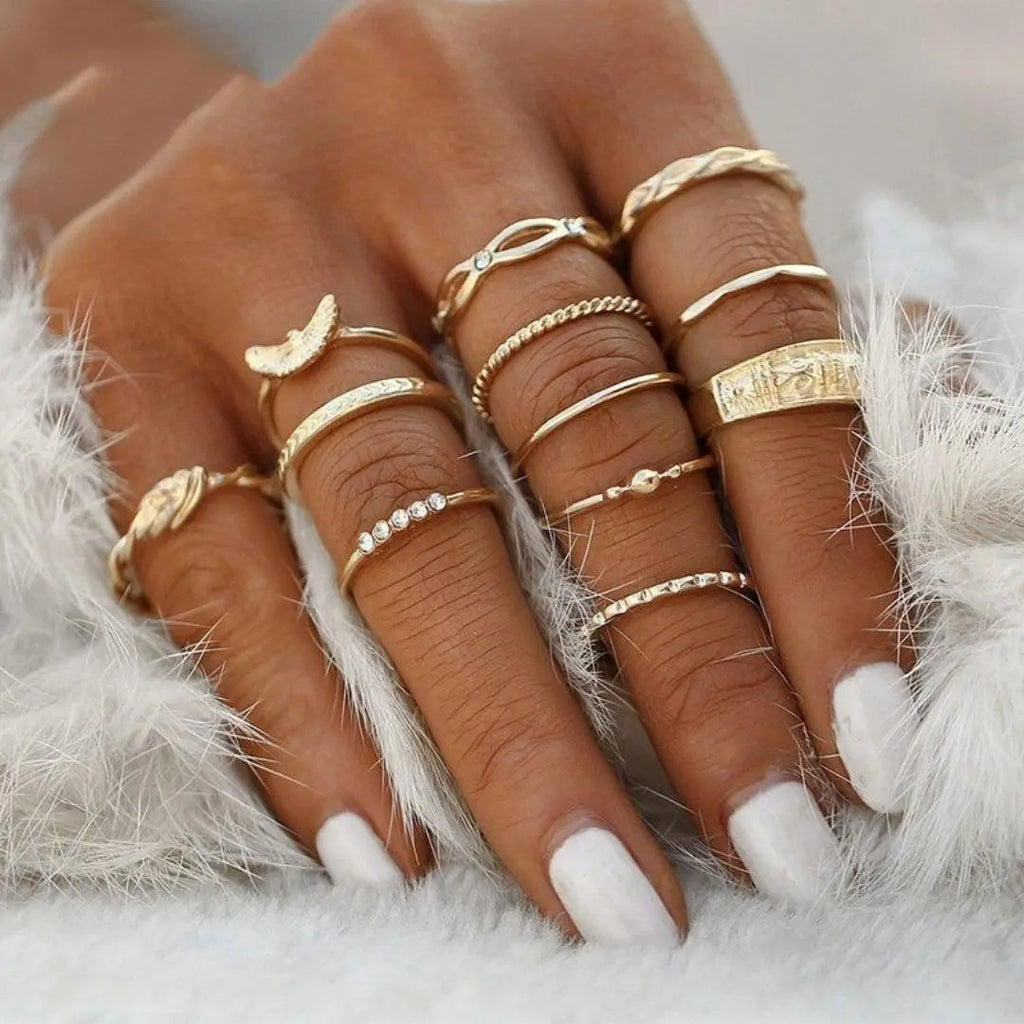 Adjustable Boho Ring Pack of 8 to 12 Stacking Rings