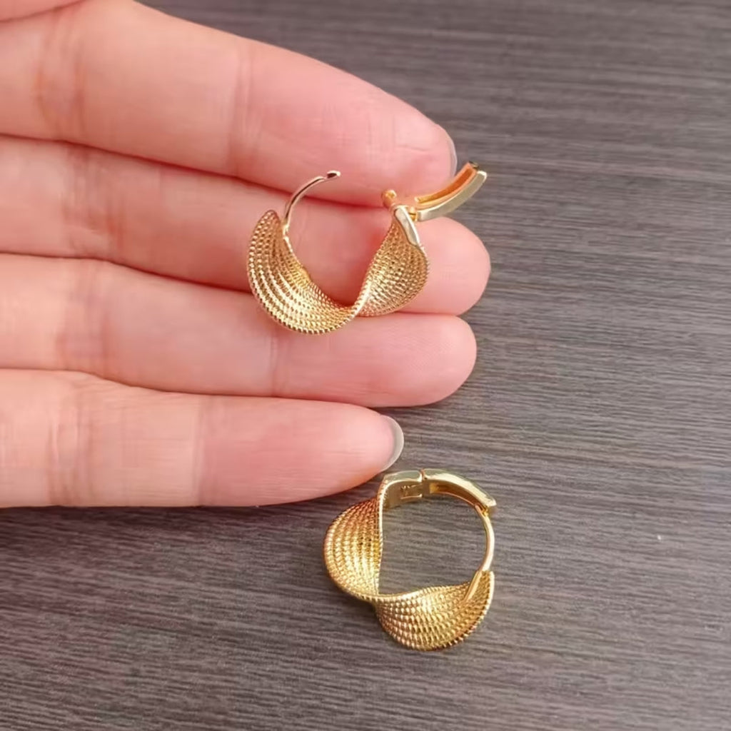 Textured Gold-Tone Hoop Earrings