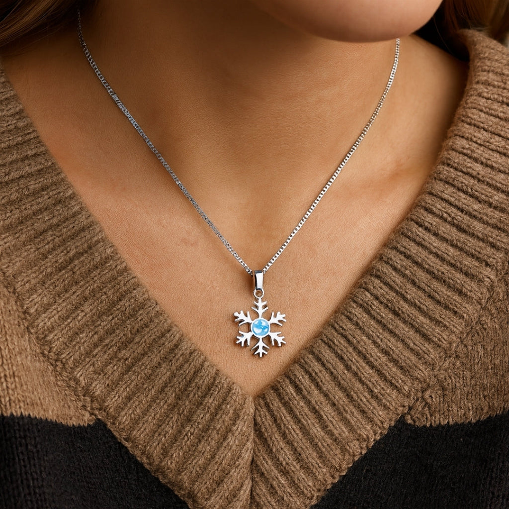 Blue Stone Snowflake Necklace