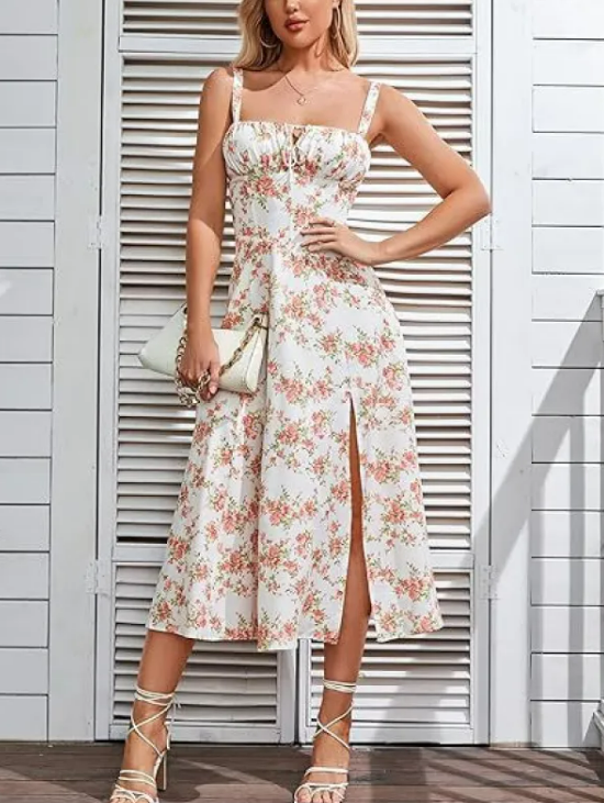 Bohemian Floral Midi Tank Dress