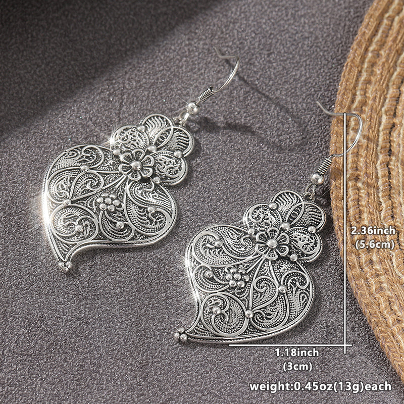 Filigree Heart Hook Earrings
