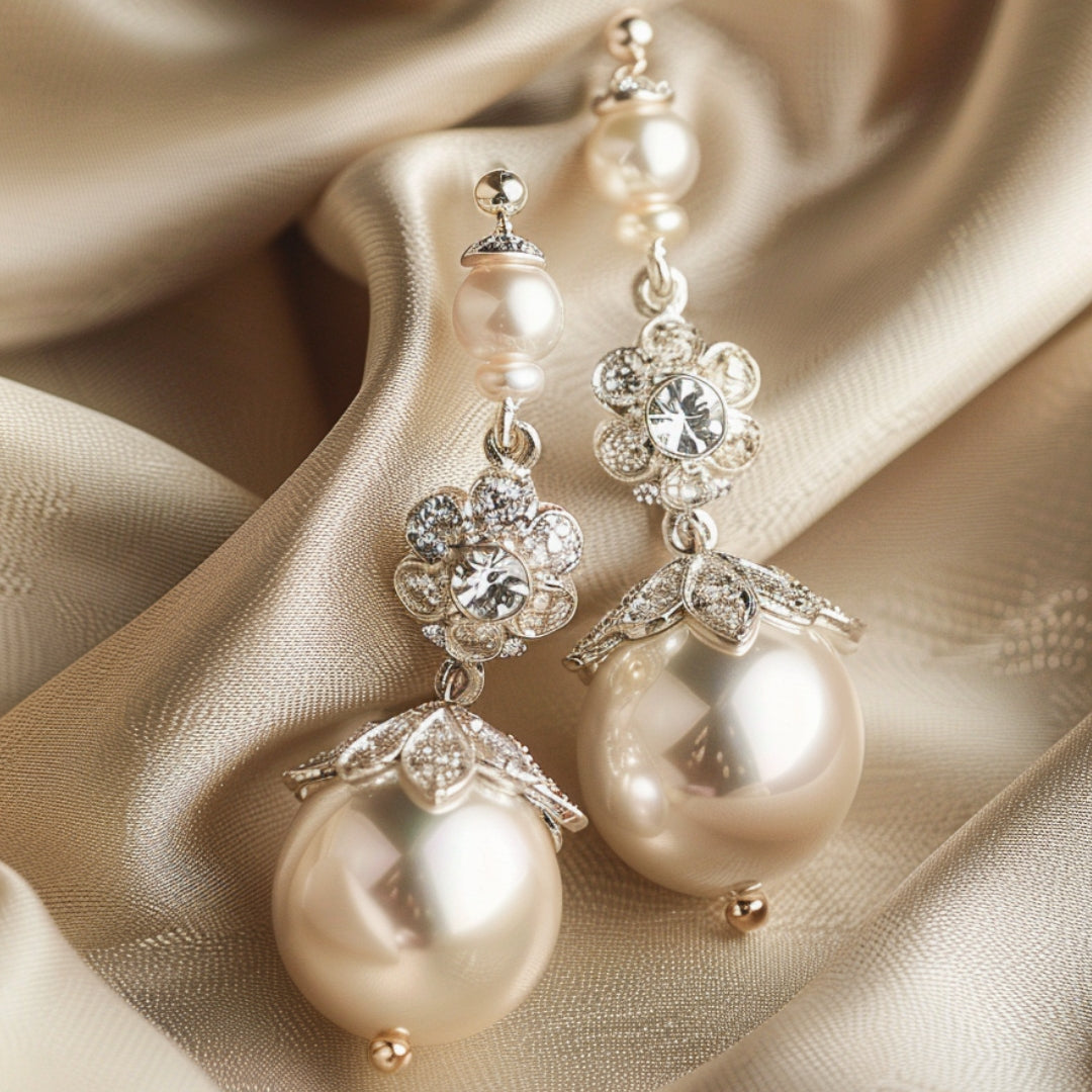 White Pearl Dangle Earrings