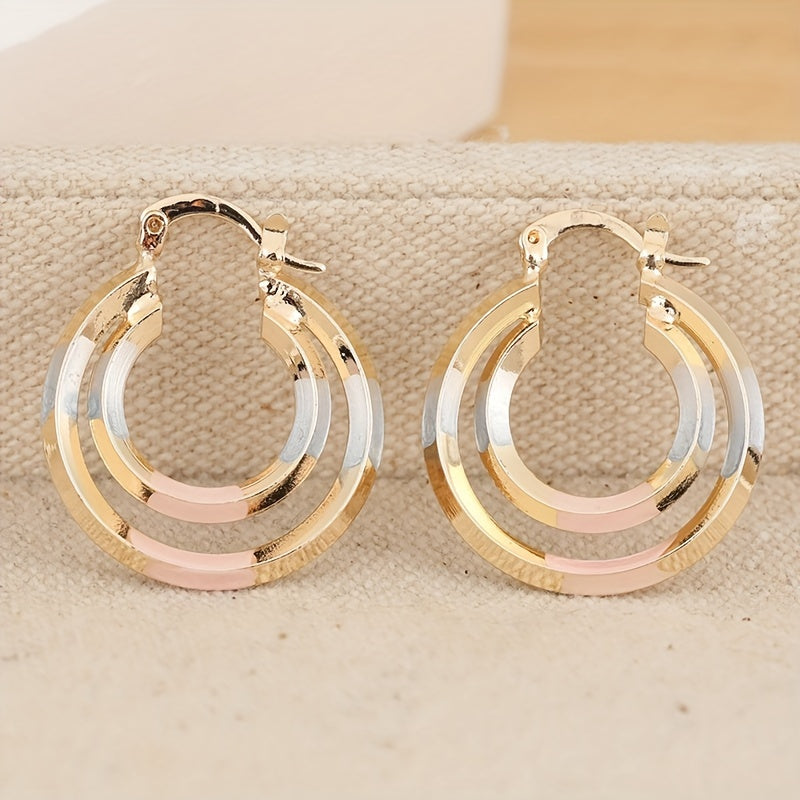 Hollow Round Gold-Plated Earrings