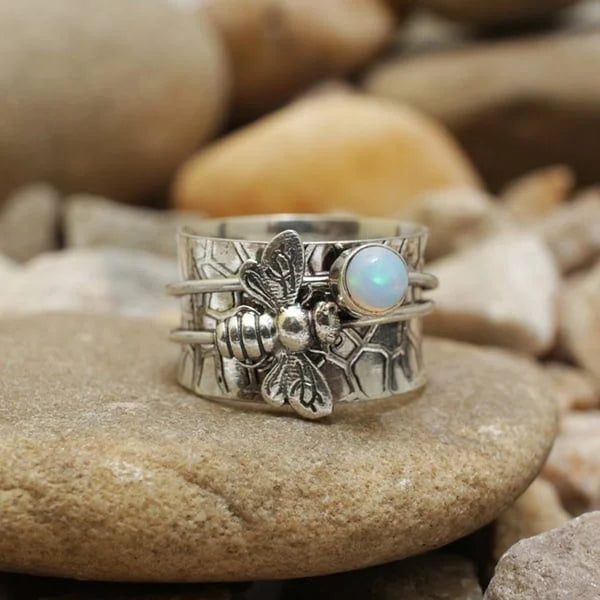 Bee Gemstone Spinner Ring