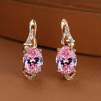 Round and Oval-Cut Stone Drop Earrings