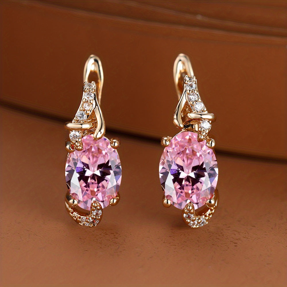 Round and Oval-Cut Stone Drop Earrings