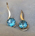 Vintage-Style Blue Rounded Gold-Tone Earrings
