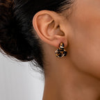 Silver-Plated Geometric Interlocking Hoop Earrings