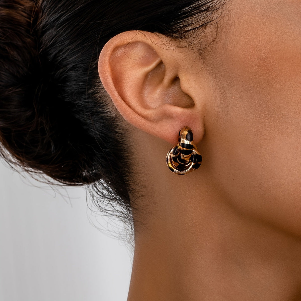 Silver-Plated Geometric Interlocking Hoop Earrings