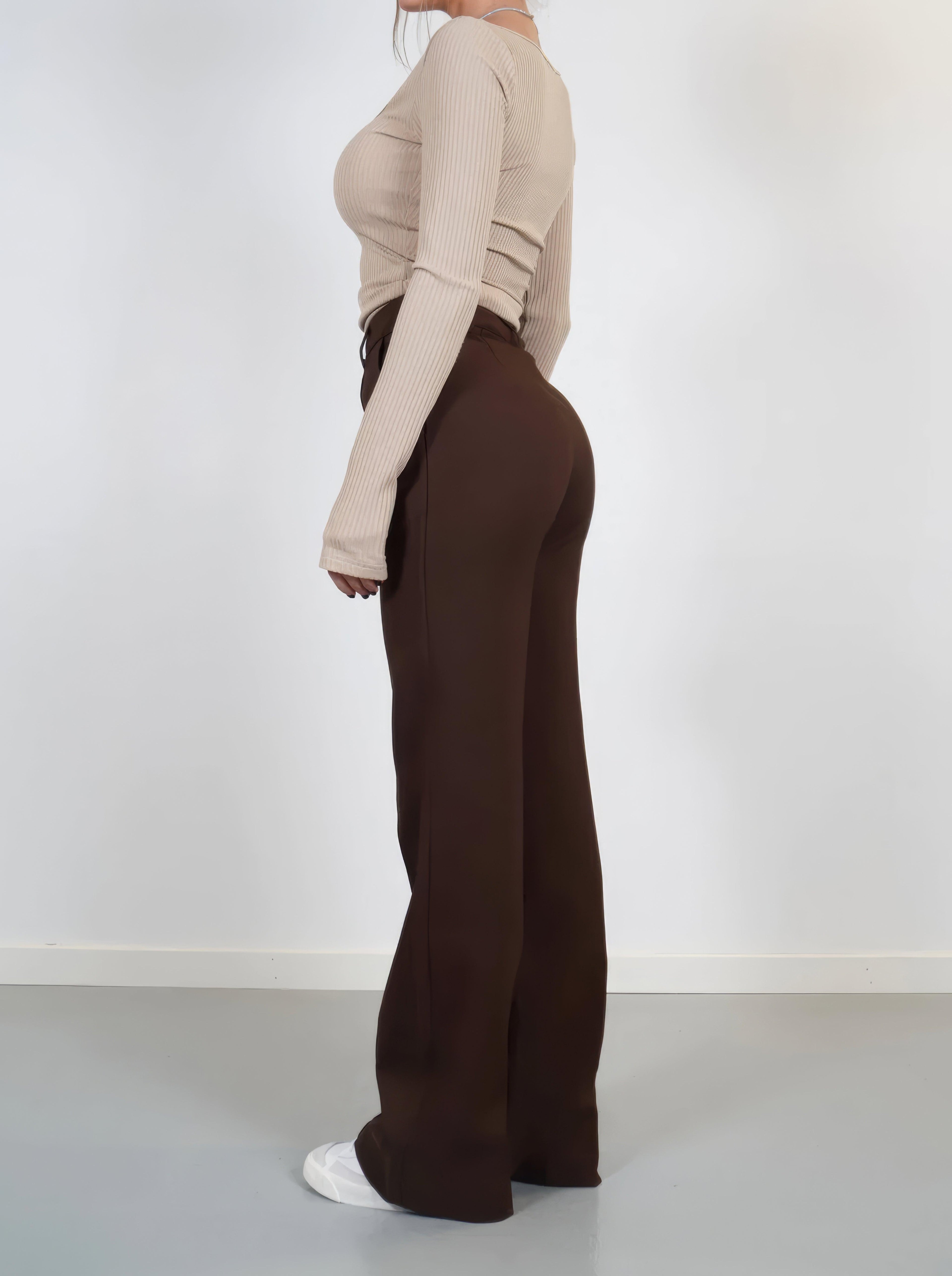 Women's Wide-Leg Trousers with Front Seam Detail