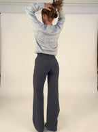 Women's Wide-Leg Trousers with Front Seam Detail