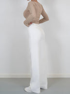 Women's Wide-Leg Trousers with Front Seam Detail