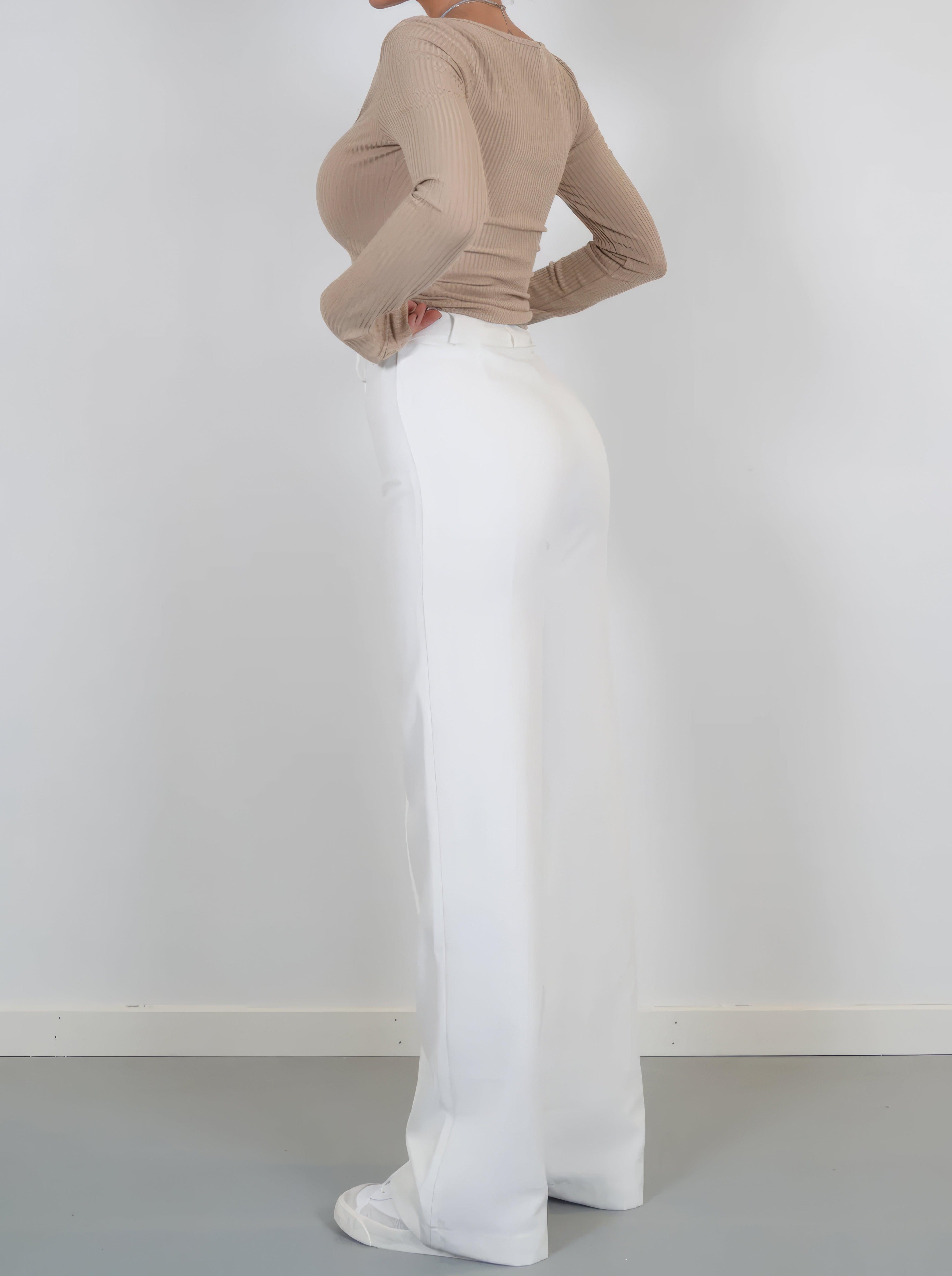 Women's Wide-Leg Trousers with Front Seam Detail