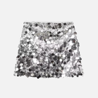 Reflective Sequin Straight Mini Skirt