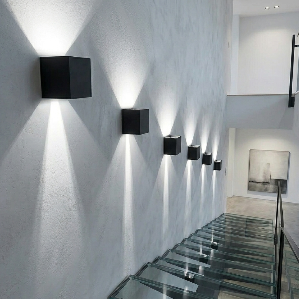 Minimalist Matte Black Cube Wall Sconce