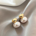 Pearl and Gold-Tone Bead Drop Earrings