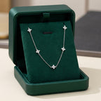 Flower Inlaid Zirconia Necklace in Two Metal Tones