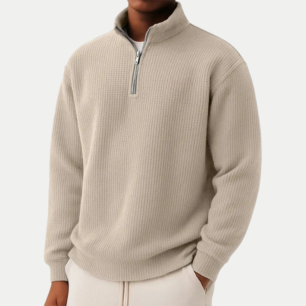 Quarter Zip Knit Jumper with a Soft and Breathable Finish