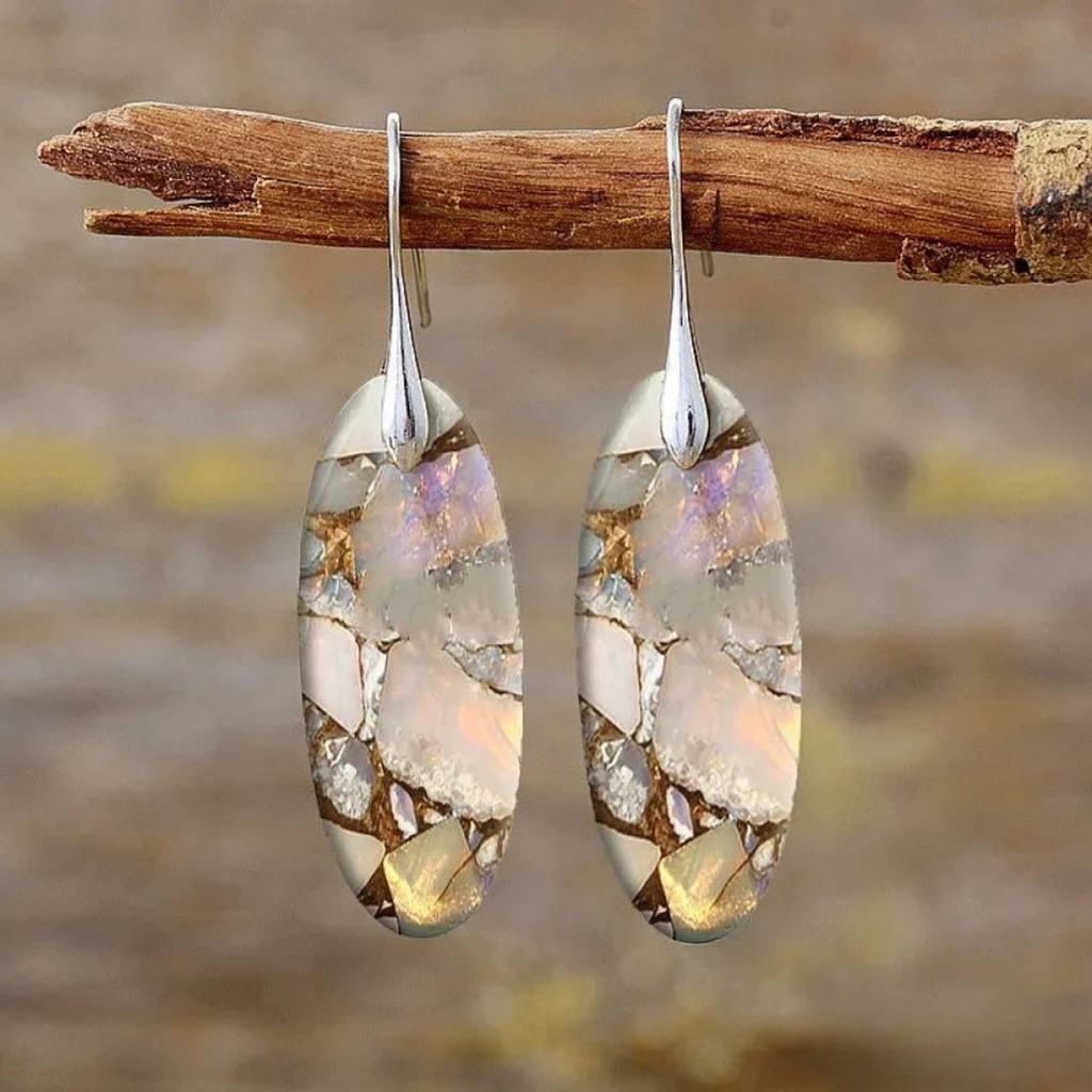Vintage-Style Oval Stone Earrings