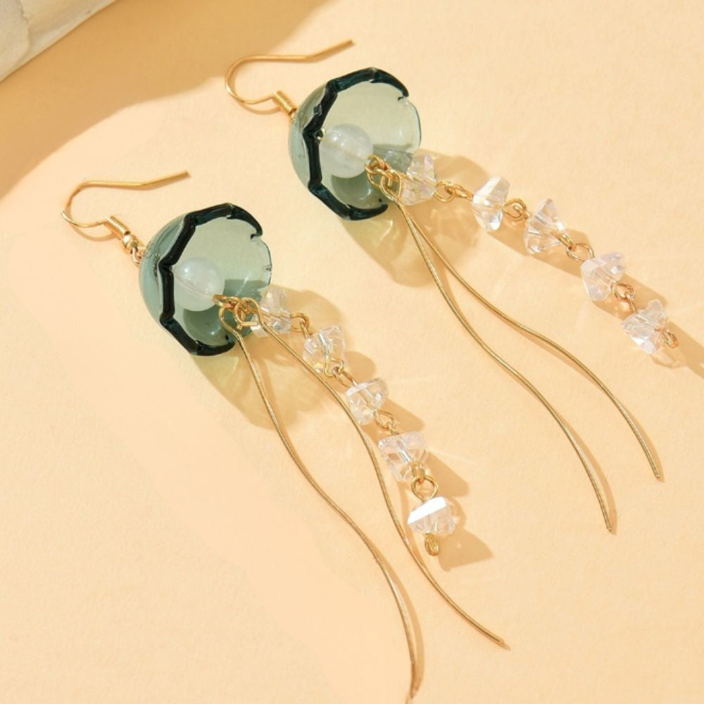 Gold-Plated Glass Jellyfish Dangle Earrings