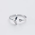 Adjustable 925 Sterling Silver Dolphin Tail Ring with Zirconia