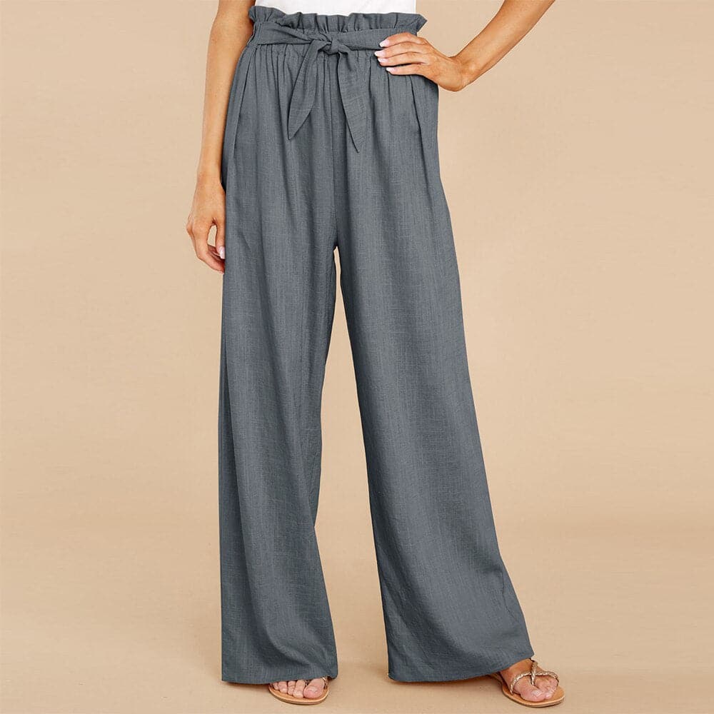 Paperbag-Waist Wide-Leg Trousers