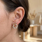 Pearl Stud Earrings with Bow Halo