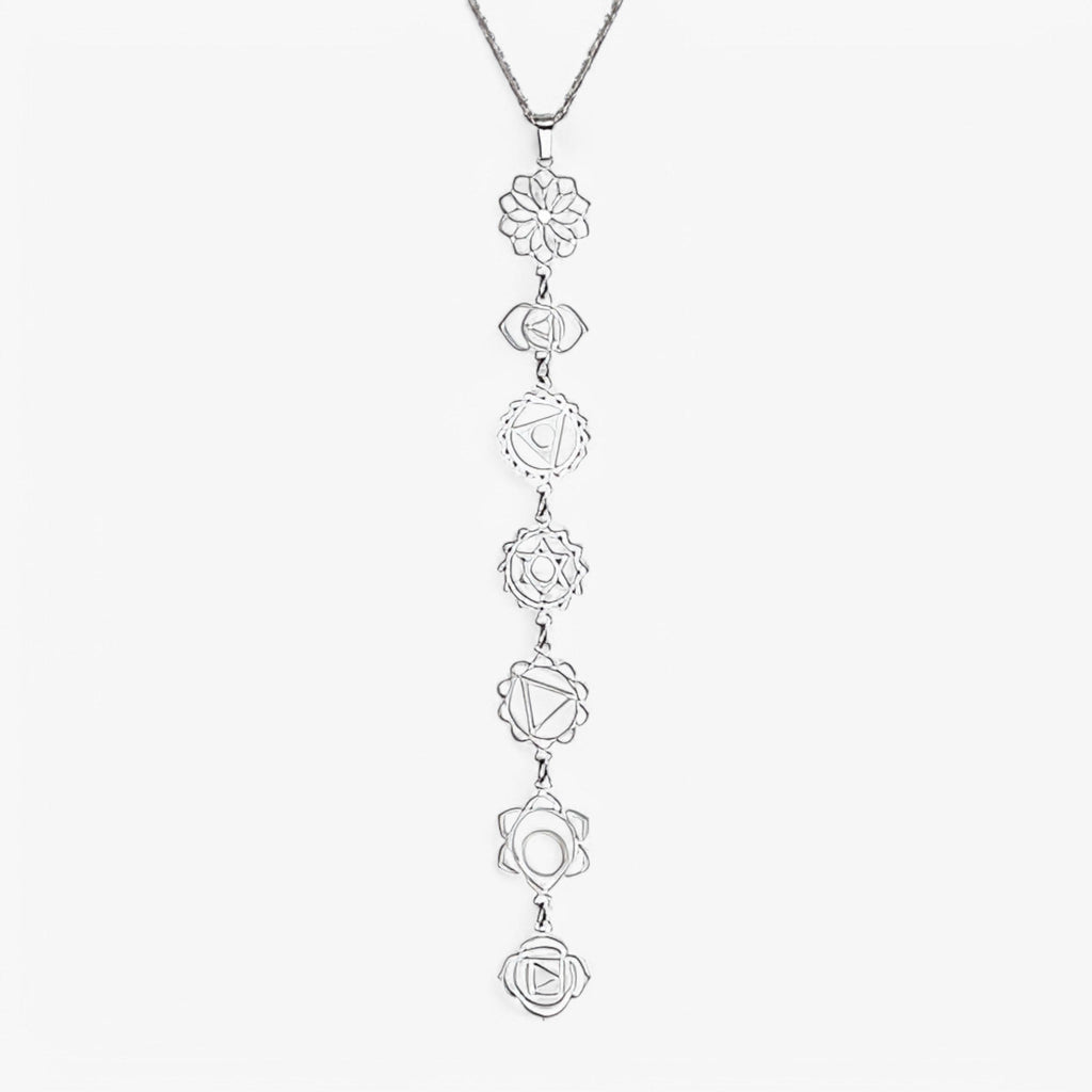 Ketting met zeven stenen en goudkleurige hanger