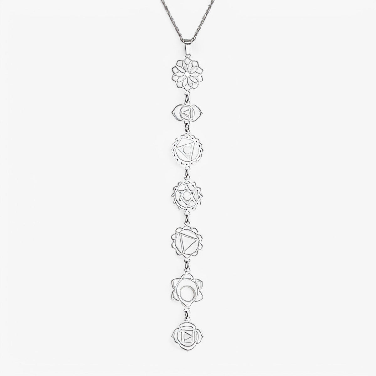 Ketting met zeven stenen en goudkleurige hanger