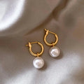 Gold-Tone Earrings with White Pearls