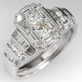 Silver-Plated Bridal-Style Square Zirconia Ring