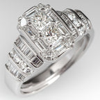 Silver-Plated Bridal-Style Square Zirconia Ring