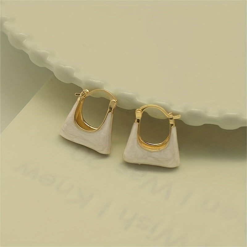 Retro Handbag Enamel Hoop Earrings