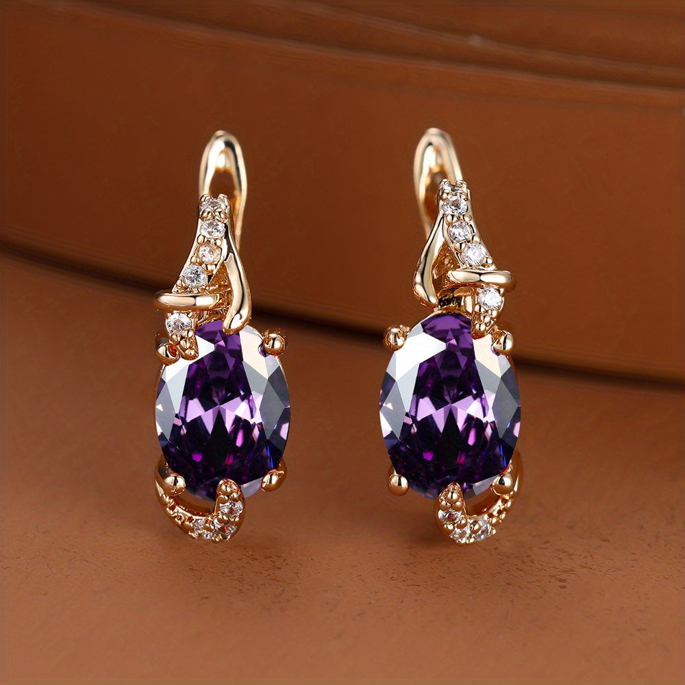 Round and Oval-Cut Stone Drop Earrings