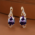 Round and Oval-Cut Stone Drop Earrings