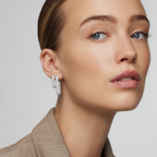 Rectangular Pavé Hoop Earrings in Two Metal Tones