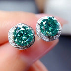 Sparkling Green Zirconia Flower Stud Earrings