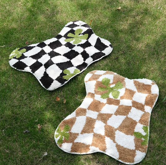 Checkerboard Pattern Non-Slip Carpet – Polyester and TPR Base, 55x70cm