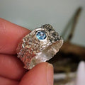Vintage-Style Blue Inlaid Crystal Forged Silver-Tone Ring