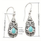 Vintage Boho Turquoise Filigree Teardrop Earrings