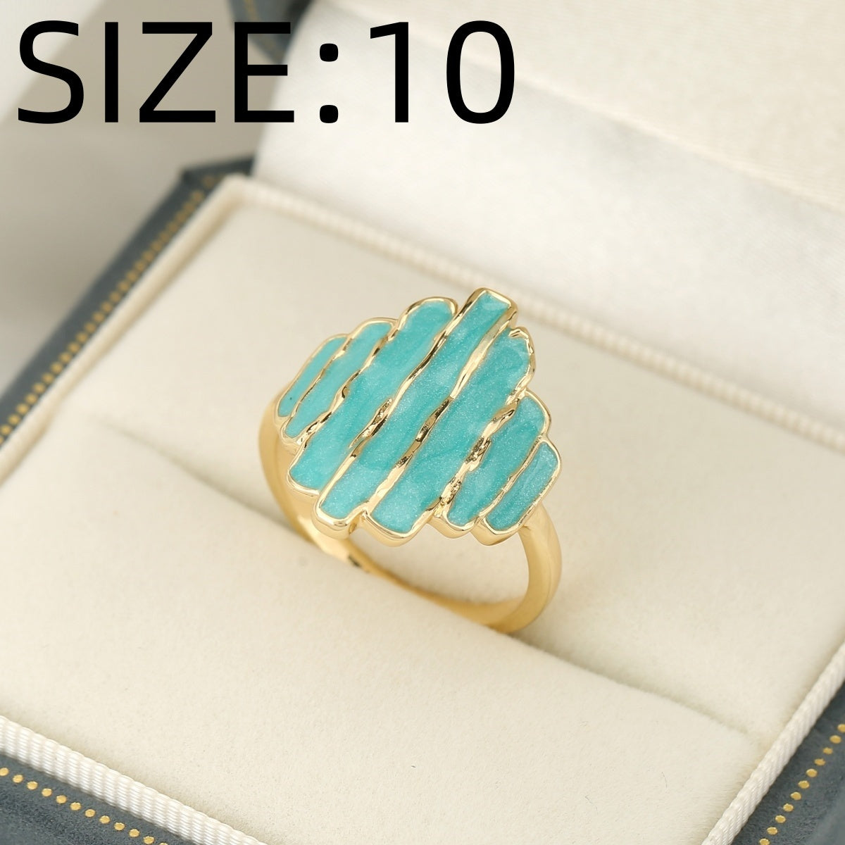Bohemian Painted Irregular Rock-Edge Mint Green Ring