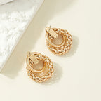 Circle Geometric Earrings in Gold Tone