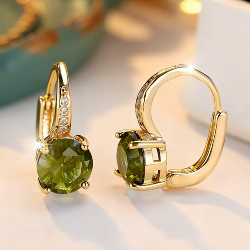 Vintage Bohemian Green Cubic Zirconia Claw-Set Earrings