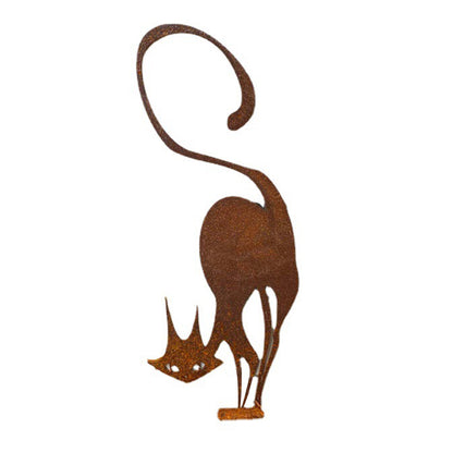 Iron Cat Garden Fence Ornament – Farmhouse Rustic Style, Outdoor Decor