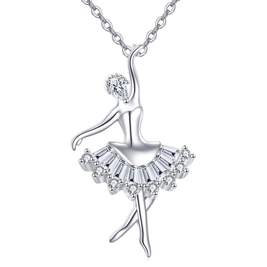 925 Sterling Silver Ballerina Moissanite Pendant with Sparkling Stones