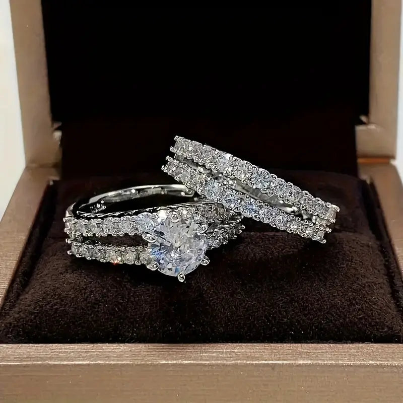 Radiance Ring Set in Three Metal Tones