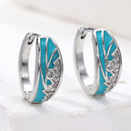 Enamel Mountain and Sun Zirconia Earrings