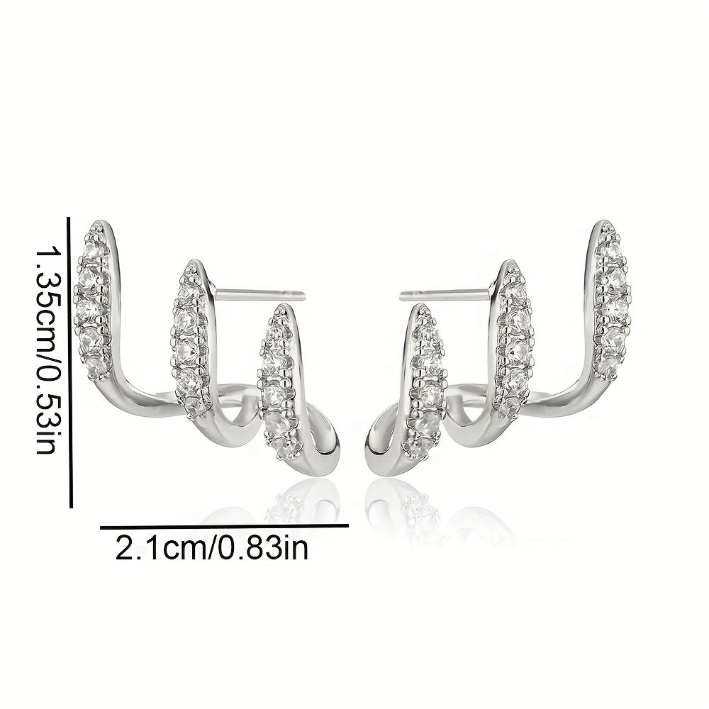 Three-Prong Rhinestone Earrings